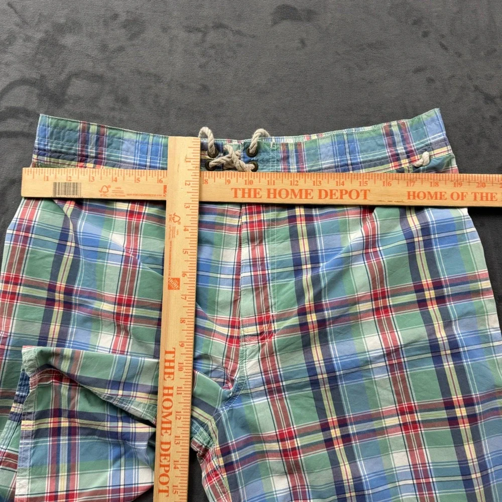 Polo Ralph Lauren Mens XL Madras Plaid Swim Trunks Green Blue Red Mesh Lined